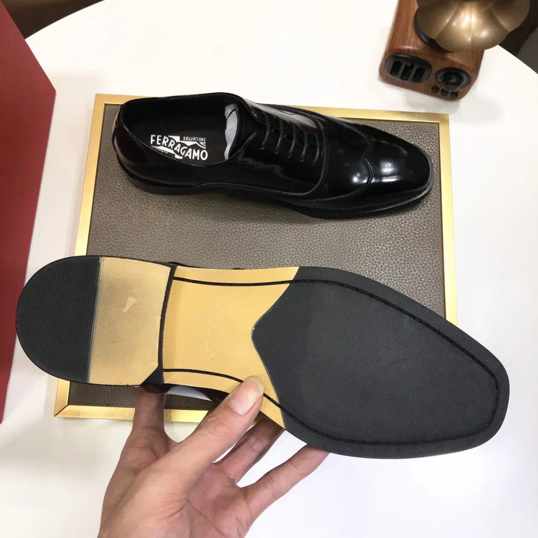 Men's shoes 💰540💰[Ferragamo/Ferragamo] (high-end Niuli) New 🍀 Ferragamo* - top version Ferragamo's classic formal leather shoes! Made of imported original cowhide, the inner top layer is comfortable cowhide lining! Original wear-resistant rubber outsole! High quality products! Code number 38-44!